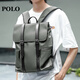 Polo [New Product] Rucksack für Männer, modische und trendige Paar-Reise-Rucksack für Frauen, 15,6-Zoll-Student mit großer Kapazität, grau-grün.