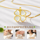 Lao Fengxiang Lucky Four-leaf Clover Silver Necklace for Girls High-end Clavicle Chain Birthday Wedding Anniversary Gift for Girlfriend and Wife Lucky You Four-leaf Clover Necklace-Brand Gift Box