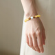 Yueyin Baichuan Beeswax Bracelet Chicken Fat Yellow Beeswax with Agarwood Green Pine Wenwan Buddhist Beads Multi-treasure Bracelet About 8mm