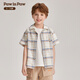 PawinPaw cartoon bear children's clothing boys contrast plaid short-sleeved shirt casual PCYAE2511M green 110