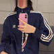 阿迪达斯 （adidas）男女2025夏款经典条纹立领藏青复古夹克外套 IR9893 藏青IR9893  M