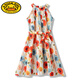 G.duck summer parent-child wear 2026 new seaside vacation Sanya Korean style fashion mother-daughter wear dress beach wear NYC rose skirt 170 Mom M