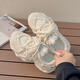 Red Dragonfly Daddy Shoes for Women 2025 Spring and Summer gruesas espesas zapatillas para mujeres para mujeres y zapatos casuales versátiles zapatos blancos pequeños fb9905 beige malla estilo 39