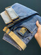 Qianji (Qianji) Summer Jeans delgados Hombres 2024 Nuevos pantalones de hombres bordados para hombres bordados de la industria pesada Pantalones del harén delgados ligeramente sueltos Azul [IT5175] 30 Adecuado para el peso 125-130 Jin [Jin iguala 0.5 kg] desgaste