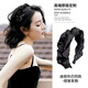 High skull black pleated headband women's hairpin face wash hairband wide edge versatile internet celebrity 2025 new headband black pleated headband