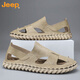 Jeep (JEEP) men's sandals men's summer 2023 new style soft-soled slippers driving dual-purpose work and work beach leather 12033 HY Black 39