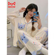 Miiow King Catman Elvis Pure Cotton Pyjamas für Frauen Frühling und Herbst Neue Langarmhosen Loose Strickwind Sweet Cartoon niedliche Heimkleidung Set 9215 m [Vorgeschlagen 80-100Jin [Jin gleich 0,5 kg]]
