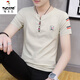 
Woodpecker men's Chinese style linen short-sleeved T-shirt Korean version retro young half-sleeved base clothes trendy men's cotton linen T-shirt 1105 white M