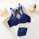 Modal beautiful back Korean style underwear for women with front buckles and crossed backless without marks for young women's sense thickened lace bra set Rose red butterfly underwear 70A 32b (recommended 80-90Jin [Jin equals 0.5 kg])