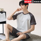 BOZHIXING 2025 NEUER SOMMER SOMMER MEN MEN VERIRTE KOMBELEED PYJAMAS FÜR JENSAGER DER HAUS KLEINE FÜR MEN HDE-9928 L