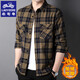 Klassiker Car Frühlings- und Herbst-Plaid-Hemd-Hemd-Herren-Langarm-Arbeitskleidung Multi-Pocket plus Samt verdickte Männer-Retro-Shirt 9926 plus Samt Single Pocket m