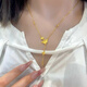 Libiao 5G gold ginkgo leaf necklace for women 999 pure gold Sansheng apricot set chain new leaf tassel gold necklace gold ginkgo leaf necklace about 7.8 grams