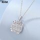 RHM platinum sugar cube necklace for women, sparkling platinum pendant, high-end clavicle chain, Valentine's Day gift for girlfriend, platinum sugar cube pendant + 925 chain + certificate + gift box