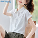 
JEANSWEST shirt for women 2025 summer short-sleeved casual temperament fashionable versatile fashion top for women white L