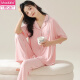 Modal couple pajamas spring and autumn short-sleeved trousers one man and one woman cool ice silk summer cardigan large size suit NSN-12109 women-12309 men M women M men's L