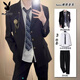 Playboy (PLAYBOY) campus style men's clothing boys dk suit uniform jacket jk school supply sense red suit student handsome class uniform suit black DK suit + white shirt blue tie + black trousers 2XL