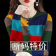 NJSKAKW捡漏专柜剪标女长袖2024新款波点印花遮肚T恤女上衣 13886#圆领拼接彩长袖上衣 S 建议体重80内