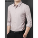 Lilangmulang silk long-sleeved shirt men's solid color PD no-iron business casual commuting groomsmen pink shirt modern gray XL 180/96A recommended 155-170Jin Jin equals 0.5 kg