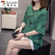 Woodpecker 2025 Vêtements d'été avec un t-shirt à manches courtes en coton pur pour les femmes couvrant leur ventre lâche et mince décontracté et polyvalent pour les femmes 9902 Blue M [environ 80-95]
