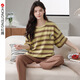 Sommer Pure Cotton Pyjamas für Frauen Kurzärärmelhosen Süßes und niedliche Frauenkleidung können draußen getragen werden und zweiteiler Anzug dünn S679 M