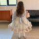 Same day delivery Lolita princess dress girls dress children autumn tutu skirt baby one year old dress blue 150 cm