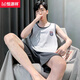 Hengyuanxiang Sommer reines Baumwollweste Shorts Pyjamas Lose Casual Home-Kleidung im mittleren Alter mit großer Größe H9928 (Kurzärärmel-Shorts) L (Empfohlen 100-120 Jin [Jin gleich 0,5 kg]))