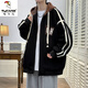 Woodpecker (TUCANO) 2025 Spring and Autumn Jacket Men's Hooded Student Baseball Casual All-Match Jacket Boys Junior High School Jacket Men's 10740-JK008 Off-white XL 120-140Jin Jin equals about 0.5 kg