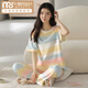 Modal cotton pajamas for women short-sleeved trousers for summer Korean women's round neck suit thin cotton exterior wear home clothes RN9715# short-sleeved trousers Cotton M (80-100Jin [Jin equals 0.5 kg])