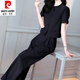 皮尔卡丹（pierre cardin）时尚套装女夏季2025新款洋气显瘦御姐圆领短袖衬衫直筒裤两件套女 12608-绿色套装 L 【建议95-110斤】