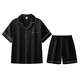 
New ice silk pajamas for men 2025 summer day black high-end shorts shorts home clothing G723 L is about 170 height, weight is 100-130 Jin [Jin equals 0.5 kg]