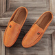 
Seven Wolfs Spring and Summer 2025 new Doudou shoes men's leather shoes Korean version driving shoes lazy shoes social trend casual men's shoes black 9880 39