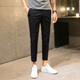 Jessons Casual Hosen Herren Sommer Dünne Eis Seidengeschnittene Hosen Schlanker kleiner Fuß kariertes Hosen Koreanischer Stil trendiger Herrenanzug Hosen K690 Schwarz (Crop Hosen) 32