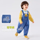 
Dudu home children's overalls spring and autumn baby pants cartoon boy washing jeans girls suspenders blue 100