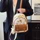 Bear letter splicing backpack for women's bag new style 2025 casual small backpack for women versatile commuter female flying 2466 black no pendant