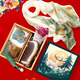 
Yingpan silk scarf gift box shawl scarf on Teacher's Day birthday gift for female teacher to mother and elders. Green lotus scarf + golden silk sandalwood comb + gilded gift box 22.5*22.5*7CM