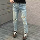 Chenni American Rispped Jeans Men's New Fashion Brand Fashion Light Luxury Stretch Slim pantalones delgados 9866 28