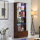 Mumaren einfache moderne Wohnzimmer Wand-zu-Wand-Fernseher-Weinschrank mit Schloss Displanschrank Doppeltürglas Dekorationsschrank Neue chinesische Stil Deep Walnuss mit Beige 681# Doppeltür