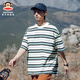 Big Mouth Monkey (paul frank) American fashion brand handsome color-blocking round neck men's T-shirt in summer thin loose stripes casual and versatile short-sleeved men's clothing green 698D [official authentic] XL [recommended 140-155 Jin [Jin equals 0.5 kg]]