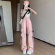 
Casual simple dopamine wear work pants for women in spring and summer drawstring hip-hop thin style wide-leg floor trousers MY-687 yellow XL