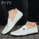 Mick Owen 2025 Spring and Summer New Beans Chaussures Chaussures en cuir masculin Version coréenne Chaussures chaures lazy Tendance sociale Chaussures pour hommes décontractés noir 9880 39