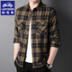 Klassiker Car Frühlings- und Herbst-Plaid-Hemd-Hemd-Herren-Langarm-Arbeitskleidung Multi-Pocket plus Samt verdickte Männer-Retro-Shirt 9926 plus Samt Single Pocket m