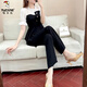 
Woodpecker 2025 new summer suit age-reducing chiffon splicing two-piece fashion celebrity temperament goddess style professional suit women fashion black top + pants two-piece set [short/sleeved] S S suggested 80-95Jin [Jin equals 0.5 kg]