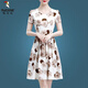 Woodpecker Ice Silk Robe 2025 Nouveau Température de vêtements pour femmes haut de gamme Réduire l'âge à manches courtes Mère d'âge moyen jupe d'été pour femmes Ice Silk 9904 jupe M 100Jin [Jin est égal à 0,5 kg]