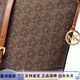 Micheel KORS printed hardware buckle zipper closure bucket bag shoulder crossbody bag small women brown basic package (bag + dust bag)