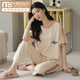 Modal cotton pajamas for women short-sleeved trousers for summer Korean women's round neck suit thin cotton exterior wear home clothes RN9715# short-sleeved trousers Cotton M (80-100Jin [Jin equals 0.5 kg])