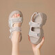 
SIPUWANG Sports Sandals for Women 2025 Summer New High-Soled Thick-Soled Casual Sponge Cake Shoes Wear Anti-Slip Beach Shoes Velcro 693 Beige * Heel Heel Height 6.5cm 38