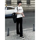 Digada street simple jeans men casual flare pants summer men loose versatile men jeans straight men pants DFFS-701 black XL