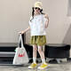 Mokitoul Girls Shorts Set Summer Thin 2025 New Children's Super Good Short Short Girls 'Summer Tinfit Two-Piece Set (emballage de boîte cadeau haut de gamme) 40 cm2 1