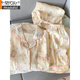 Modal mikko pajamas for women in summer cotton gauze short-sleeved ins Japanese cute spring and autumn home clothes three-piece set Yunduo Cotton-9905# Black Love Three-piece Set M [Suggestion 75-100Jin [Jin equals 0.5 kg]]