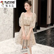 Woodpecker (Tucano) Quadratchiffon Chiffon Kleid für Frauen Sommer 2025 Neue Street-gebratene kleine Person, die das Alter reduziert und schlank und hüftgerüste Mesh Feenrock Aprikosenfarbe aussieht 9435 Erster Geschenkgurt XL